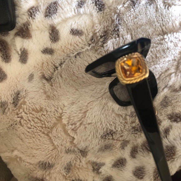 David Yurman Black Albion Gold Vermeil Citrine Quartz Sunglasses - Picture 5 of 9